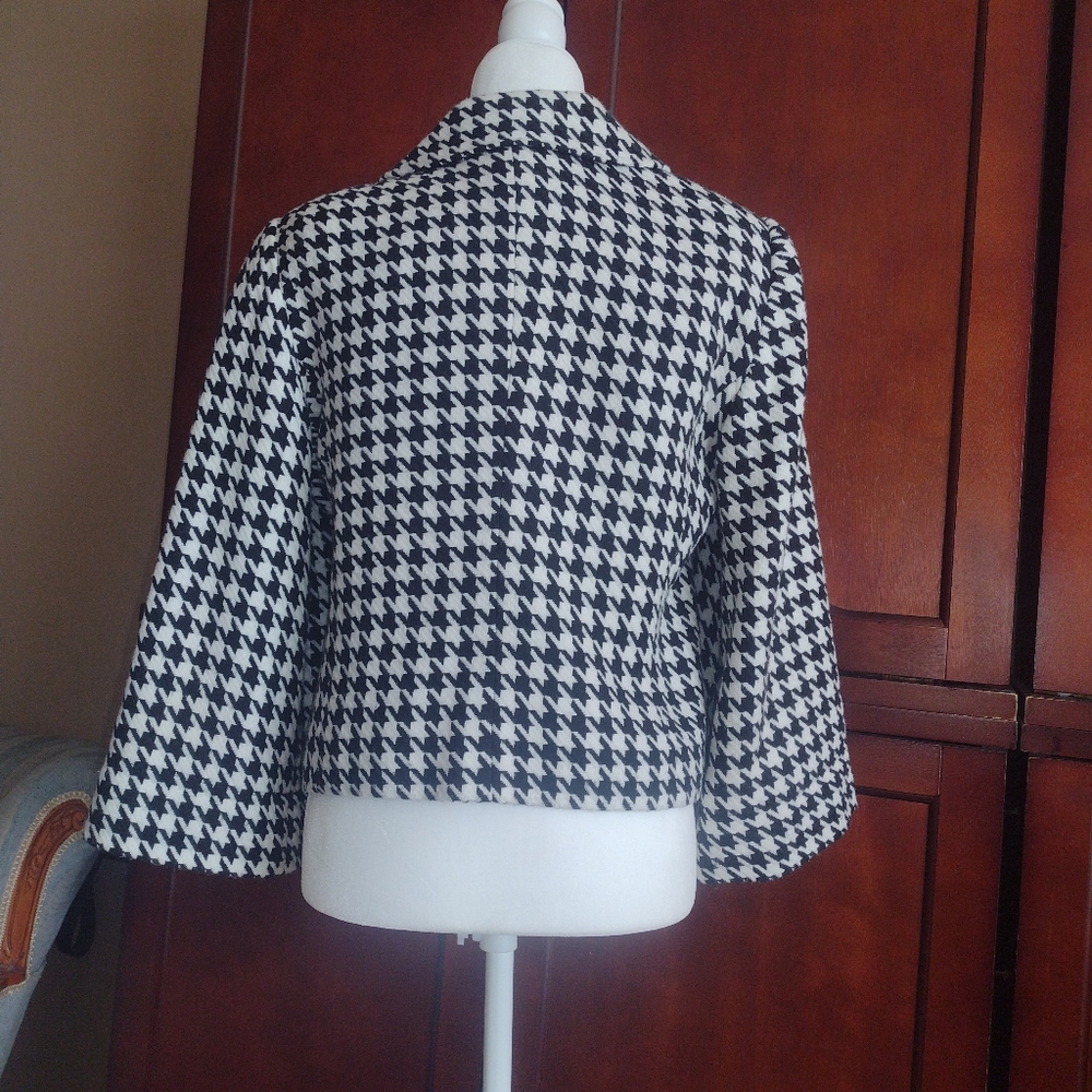 Cropped Houndstooth Checked Jacket - image 6